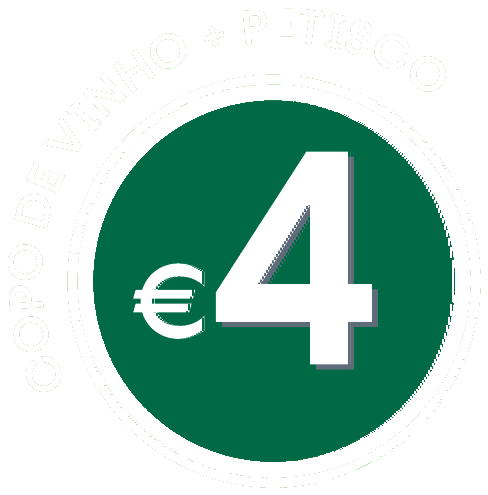 Copo de vinho + petisco, 4 euros